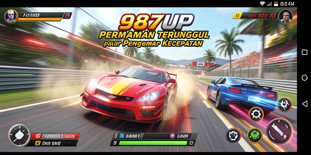 Tampilan gameplay balap yang menegangkan di 987UP.
