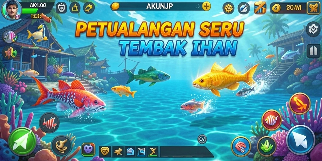 Tampilan gameplay seru dalam game Tembak Ikan AKUNJP.