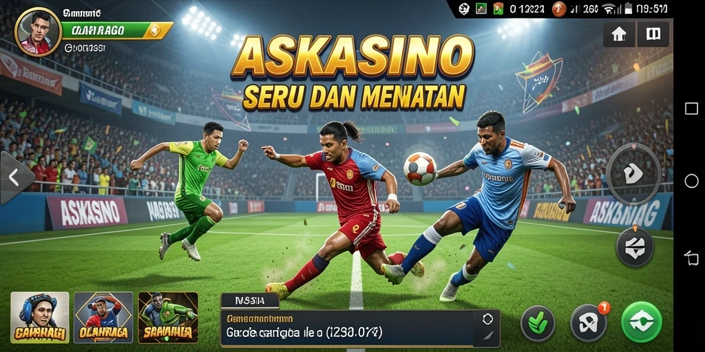 Screenshot permainan ASKASINO menampilkan aksi olahraga yang mendebarkan.