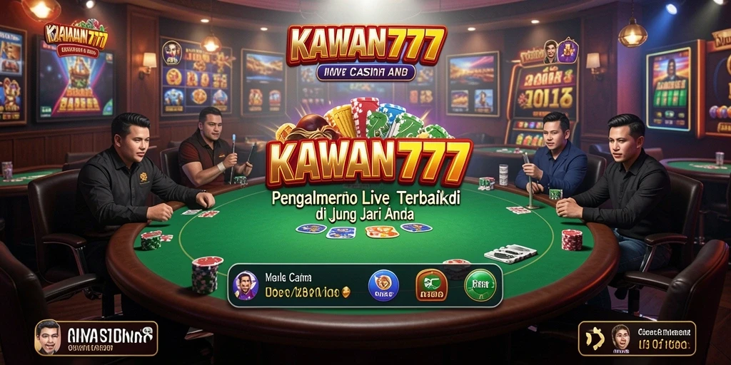 Screenshot gameplay KAWAN777 menampilkan dealer langsung dan suasana kasino nyata.