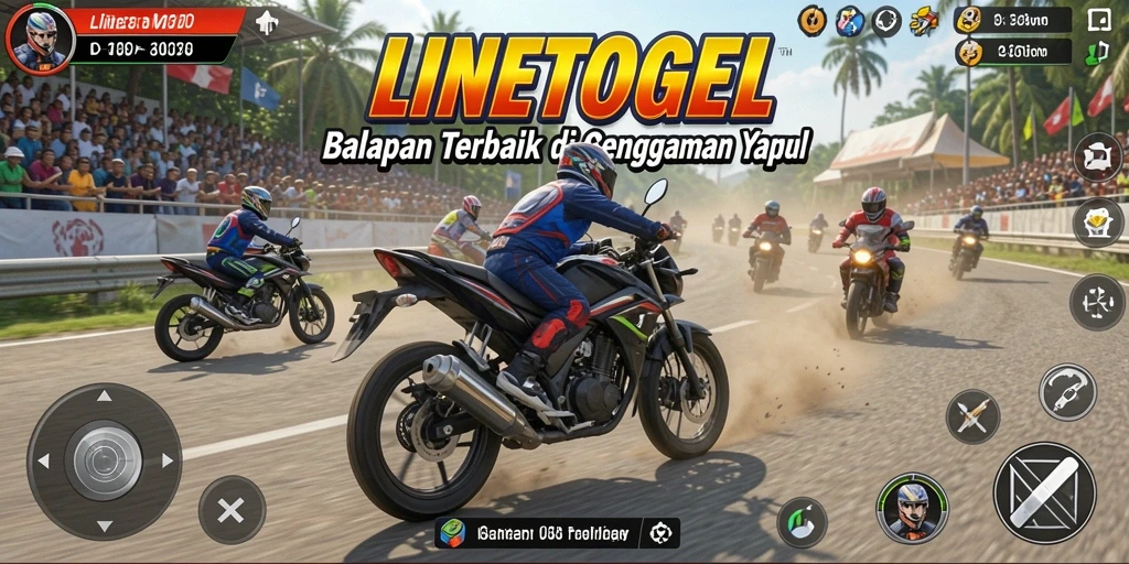 Tampilan gameplay balapan motor yang mendebarkan di LINETOGEL.