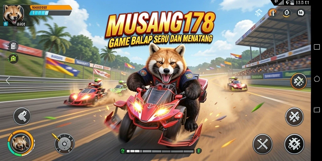 Screenshot gameplay <strong>MUSANG178</strong> menampilkan aksi balap yang mendebarkan.