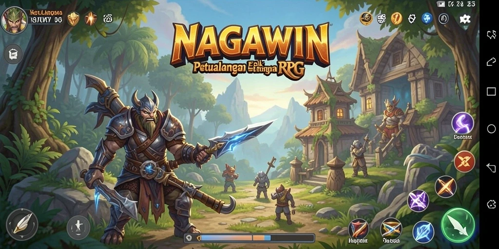 Tampilan gameplay epik dalam NAGAWIN dengan aksi seru.