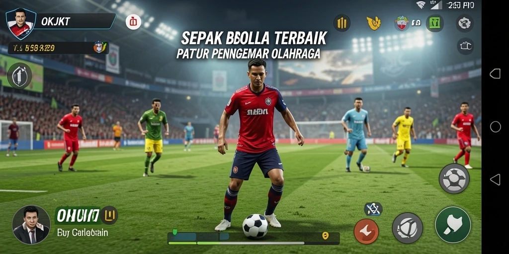 Tangkapan layar utama OKJKT menampilkan aksi pertandingan sepak bola yang mendebarkan.