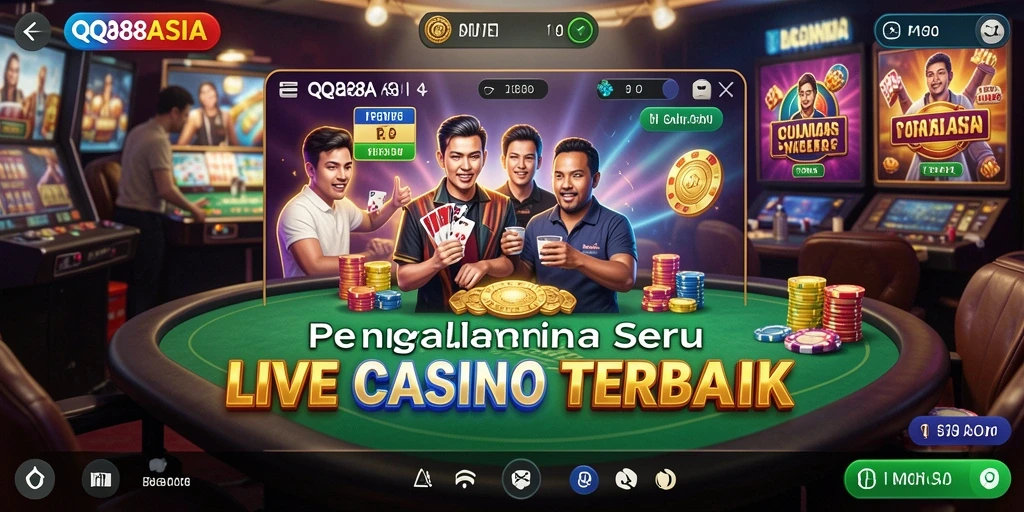 Tampilan gameplay QQ88ASIA dengan dealer profesional di Live Casino.