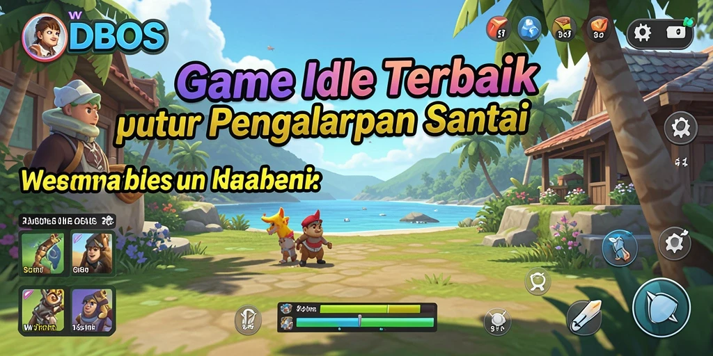 Tampilan gameplay santai WDBOS dengan karakter yang bekerja.